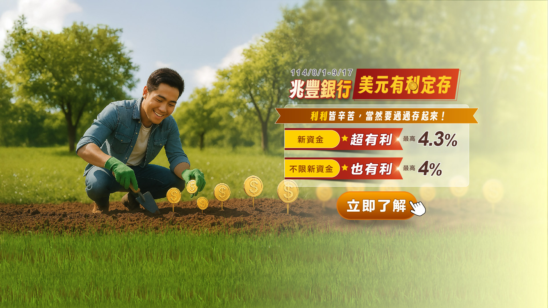 美元優利定存 Banner