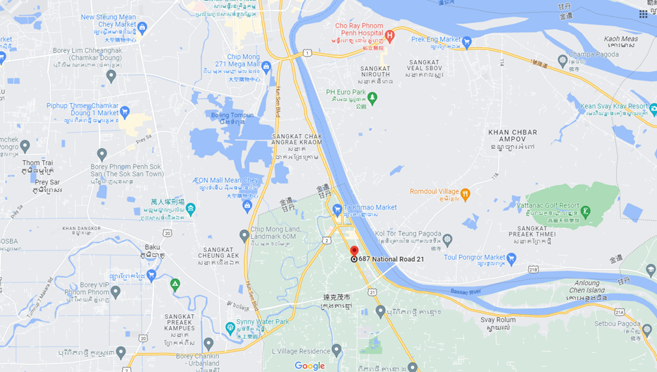 Phnom Penh Ta Khmau Sub-branch Location Map