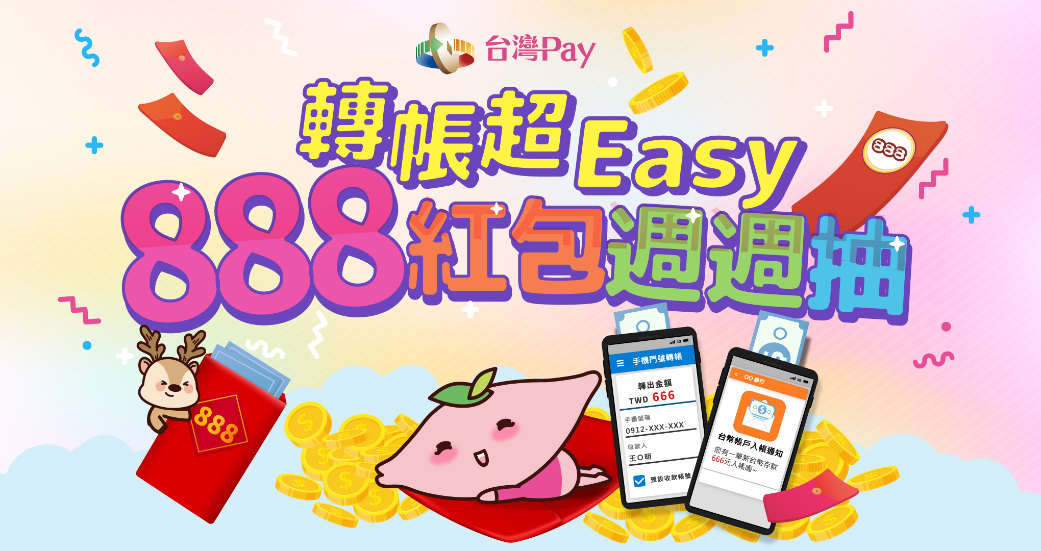 轉帳超Easy888紅包週週抽
