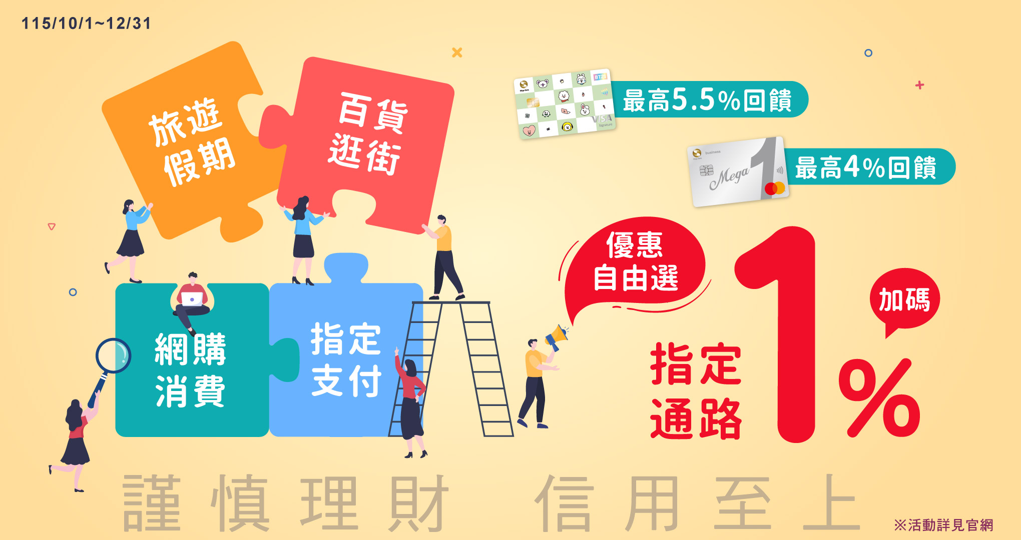 【優惠自由選】旅遊/支付/百貨/網購等通路享加碼1%回饋