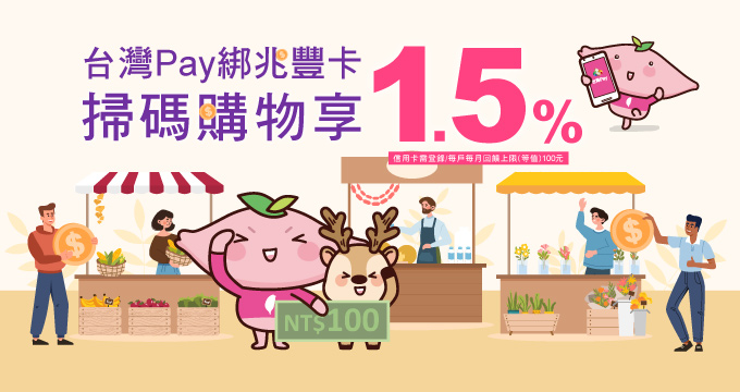 台灣Pay綁兆豐卡 掃碼購物享1.5%