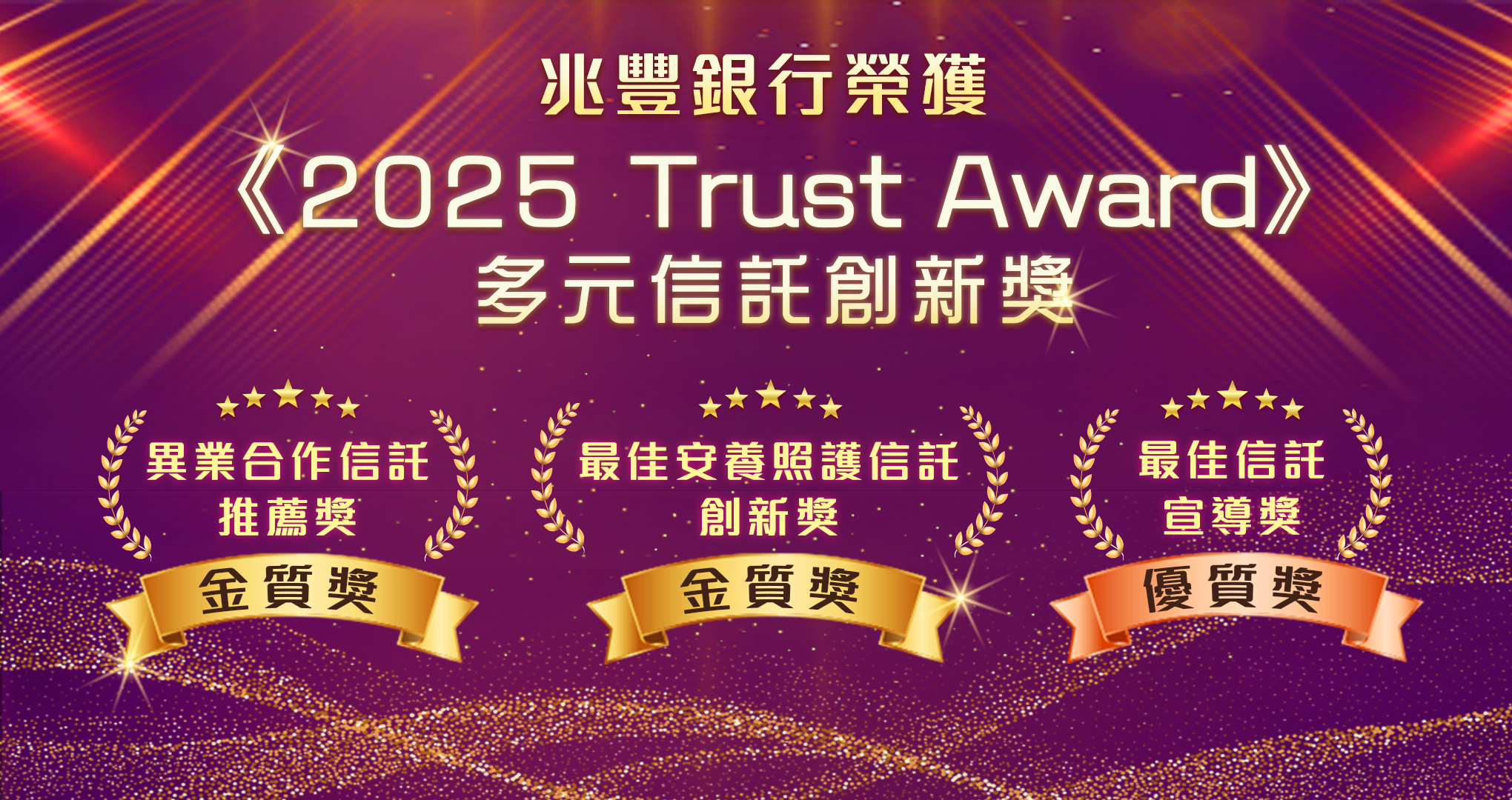 「兆豐發揮信託創新 續獲《Trust Award》多元信託創新獎三項獎項肯定」Banner