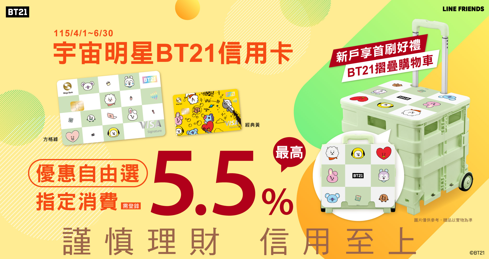BT21信用卡優惠自由選享最高5.5%回饋